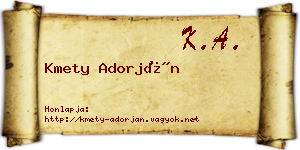 Kmety Adorján névjegykártya